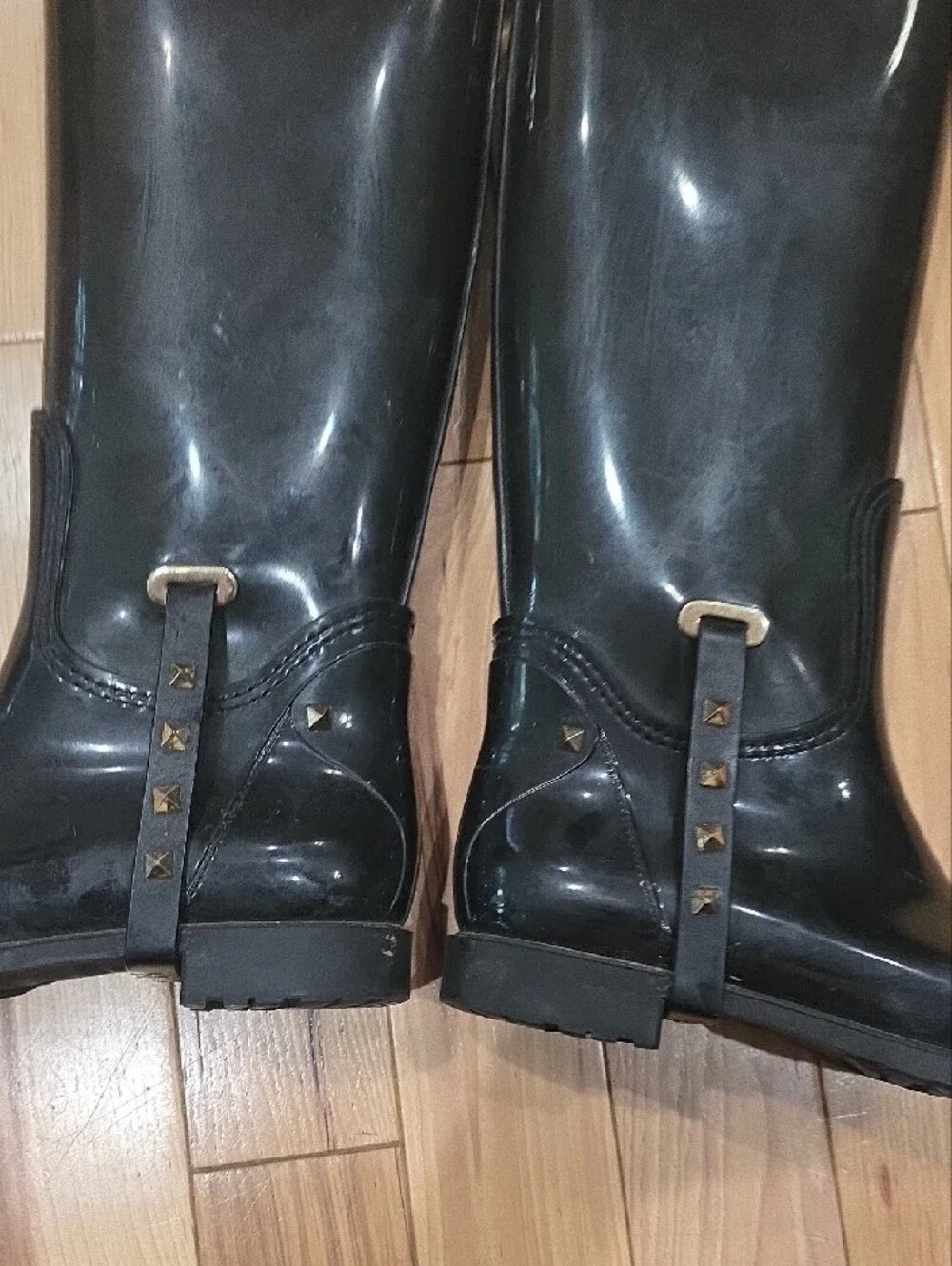 Valentino Black With Gold Stub Rain Boot